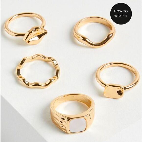 Torrid Hammered Metal Pearl Ring Set - Picture 1 of 7